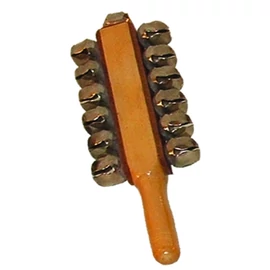 Nyeles csengősor fa nyélen 2 sor csengővel (13 csörgős)