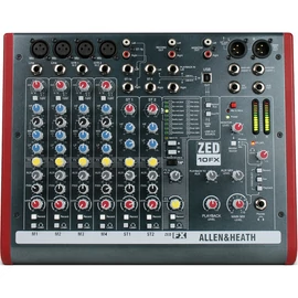 Allen&Heath ZED-10FX, kisformátumú keverő, 4 monó/2 sztereó csatorna, 1 AUX, USB, effekt