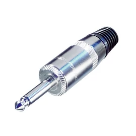 Rean NYS225L 1/4" Jack dugó, két pólusú, mono, fém házas, gumi záróelemmel, 9 mm átmérőjű kábelekhez
