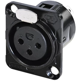 REAN 3P XLR csatlakozóaljzat mama fekete ház, forrasztófülekkel