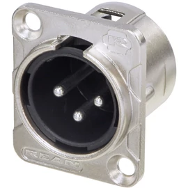 REAN 3P XLR csatlakozóaljzat papa nikkelezett ház, forrasztófülekkel