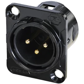 REAN 3P XLR csatlakozóaljzat papa fekete ház, forrasztófülekkel
