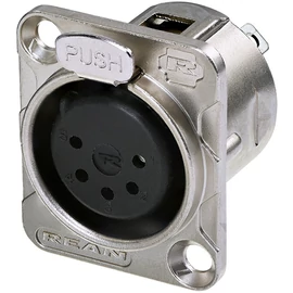 REAN 5P XLR csatlakozóaljzat mama nikkelezett ház, forrasztófülekkel