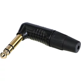 REAN sztereó 6,3mm JACK, derékszögű fekete ház, aranyozott érintkezők