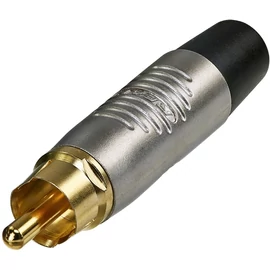 REAN RCA kábelcsatlakozó krómozott/fekete ház - ömlesztve csomagolt