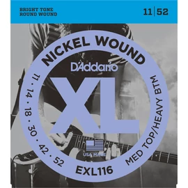 D'Addario EXL116 elektromos gitár húrkészlet 11-52 nikkel, széria XL medium top/heavy bottom