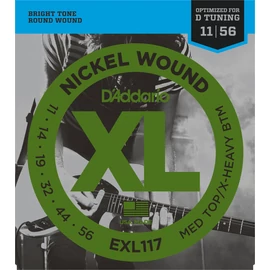 D'Addario EXL117 elektromos gitár húrkészlet 11-56 nikkel, széria XL medium top/extra heavy bottom