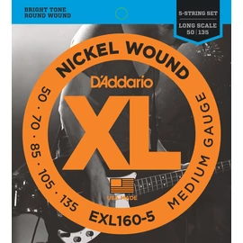 D'Addario EXL160-5 basszus gitár húrkészlet 5-húros 50-135 nikkel, széria XL long scale