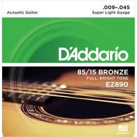 D'Addario EZ890 akusztikus gitár húrkészlet 85/15, húrkészlet 9-45 great american bronze, super lite