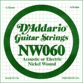 D'Addario NW060 különálló elektromos gitárhúr, nikkel, .060