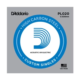 D'Addario PL020 különálló akusztikus/elektromos gitárhúr, acél, 020