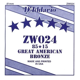 D'Addario ZW024 különálló akusztikus gitárhúr, 85/15 great american bronze, wound 024