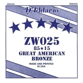 D'Addario ZW025 különálló akusztikus gitárhúr, 85/15 great american bronze, wound 025