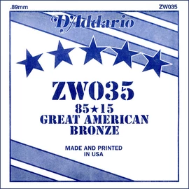 D'Addario ZW035 különálló akusztikus gitárhúr, 85/15 great american bronze, wound 035