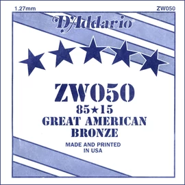 D'Addario ZW050 különálló akusztikus gitárhúr, 85/15 great american bronze, wound 050