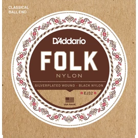 D'Addario EJ32 klasszikus gitár húrkészlet classical/folk, húrkészlet fekete nylon/silver wound ball end
