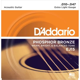 D'Addario EJ15 akusztikus gitár húrkészlet 10-47 phosphor-bronze, extra lite