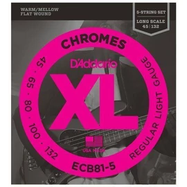 D'Addario ECB81-5 basszus gitár húrkészlet 5-húros, flat wound, húrkészlet 45-132 chrome, széria XL long scale