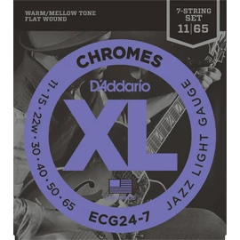 D'Addario ECG24-7 elektromos gitár húrkészlet 11-65 chromes, széria XL jazz lite 7 -húros