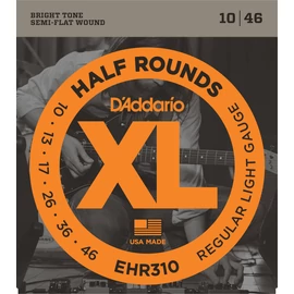 D'Addario EHR310 elektromos gitár húrkészlet 10-46 stainless steel, széria XL half round, regular lite
