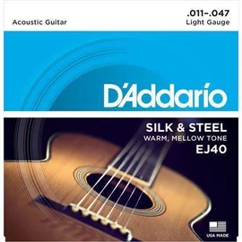 D'Addario EJ40 akusztikus gitár húrkészlet acoustic/folk, húrkészlet 11-47 silón/acél,