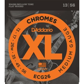 D'Addario ECG26 elektromos gitár húrkészlet 13-56 chromes, széria XL flat wound medium