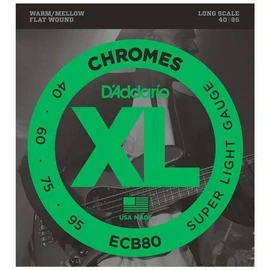 D'Addario ECB80 basszus gitár húrkészlet flat wound, húrkészlet 40-95 chrome, széria XL long scale