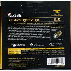 BlackSmith Acoustic Bronze, Custom Light 11-52 húr - 3 szett