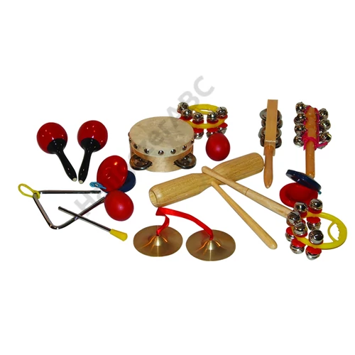 10 fajta hangszert tartalmazó ritmuskészlet műanyag dobozban /14db-os/