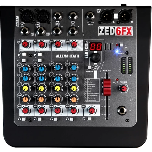 Allen&Heath ZED-6FX, kisformátumú keverő, 2 monó/2 sztereó csatorna, effekt
