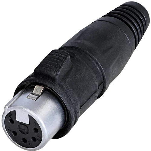 REAN XLR 5P kábelcsatlakozó mama, IP65, krom/ón - ömlesztve csomagolt