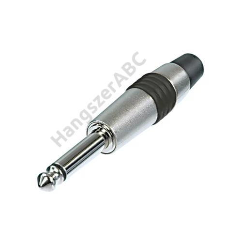 Rean NYS224C-0 1/4" Jack dugó, két pólusú, mono, öntött fém ház, fekete jelölőgyűrűvel