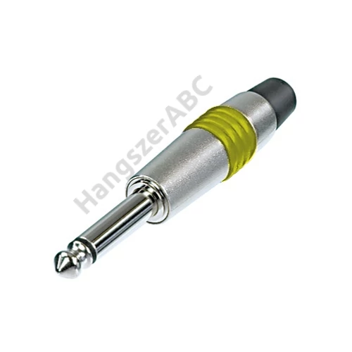 Rean NYS224C-4 1/4" Jack dugó, két pólusú, mono, öntött fém ház, sárga jelölőgyűrűvel