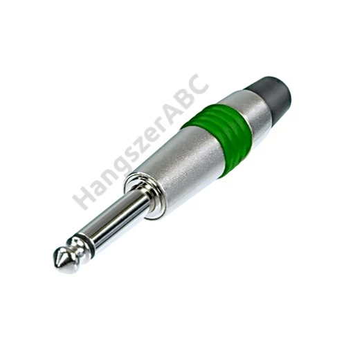 Rean NYS224C-5 1/4" Jack dugó, két pólusú, mono, öntött fém ház, zöld jelölőgyűrűvel
