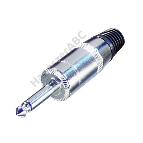 Rean NYS225L 1/4" Jack dugó, két pólusú, mono, fém házas, gumi záróelemmel, 9 mm átmérőjű kábelekhez