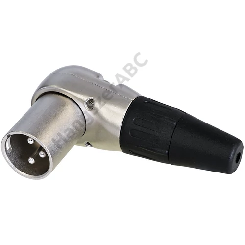 REAN 3P XLR derékszögű kábelcsatlakozó papa króm/ezüst érintkezők