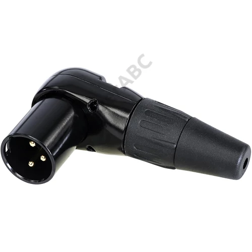 REAN 3P XLR derékszögű kábelcsatlakozó papa fekete