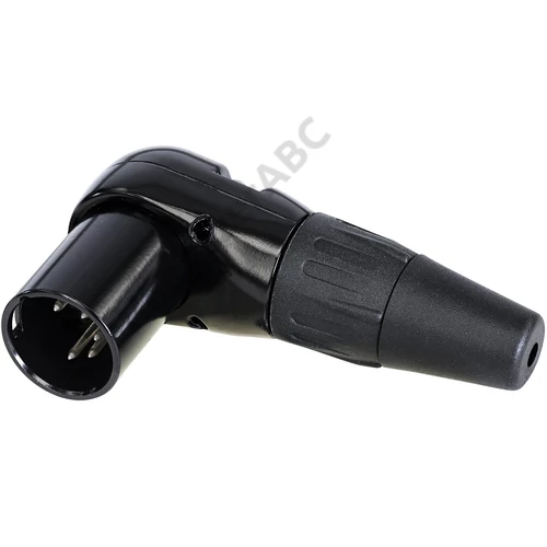 REAN 5P XLR derékszögű kábelcsatlakozó papa fekete/ezüst érintkezők