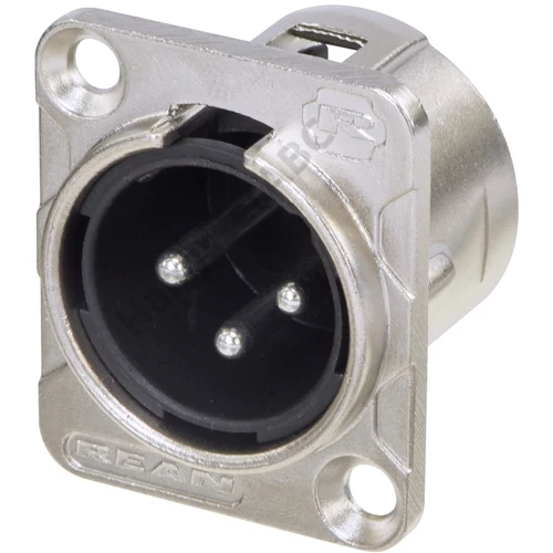 REAN 3P XLR csatlakozóaljzat papa nikkelezett ház, forrasztófülekkel