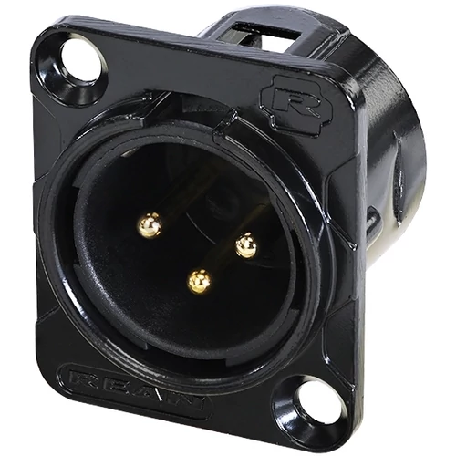 REAN 3P XLR csatlakozóaljzat papa fekete ház, forrasztófülekkel