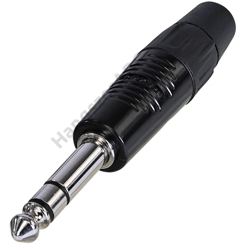 REAN sztereó 6,3mm JACK fekete ház, ónozott érintkezők