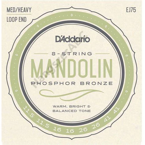 D'Addario EJ75 mandolín húrkészlet 0115-041, phosphor-bronze, medium/heavy