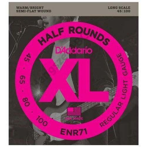 D'Addario ENR71 basszus gitár húrkészlet, half round, húrkészlet 45-100 nikkel, széria XL long scale