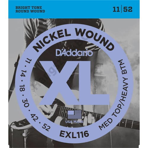 D'Addario EXL116 elektromos gitár húrkészlet 11-52 nikkel, széria XL medium top/heavy bottom
