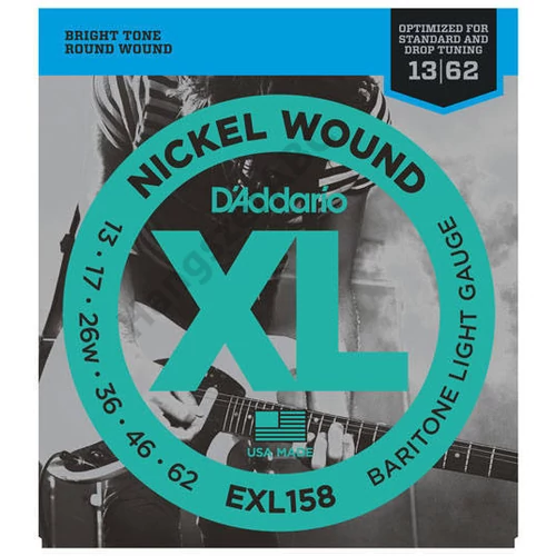 D'Addario EXL158 bariton elektromos gitár húrkészlet 13-62 nikkel, széria EXL light