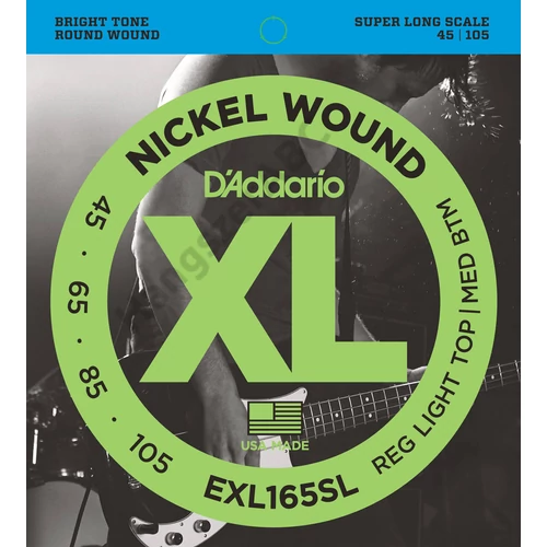 D'Addario EXL165SL basszus gitár húrkészlet 45-105 nikkel, széria XL super long scale