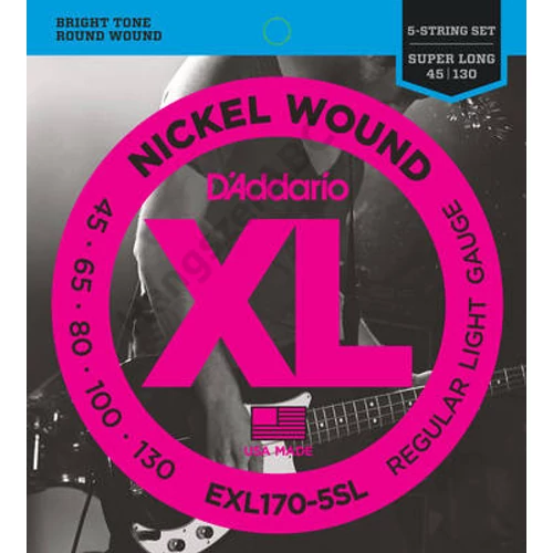 D'Addario EXL170-5SL basszus gitár húrkészlet 5-húros  45-130 nikkel, széria XL super long scale