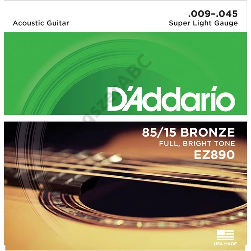 D'Addario EZ890 akusztikus gitár húrkészlet 85/15, húrkészlet 9-45 great american bronze, super lite