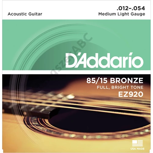 D'Addario EZ920 akusztikus gitár húrkészlet 85/15, húrkészlet 12-52 great american bronze, medium lite