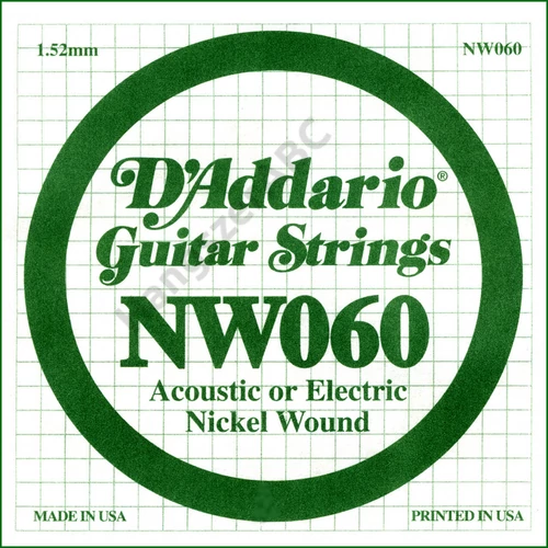 D'Addario NW060 különálló elektromos gitárhúr, nikkel, .060